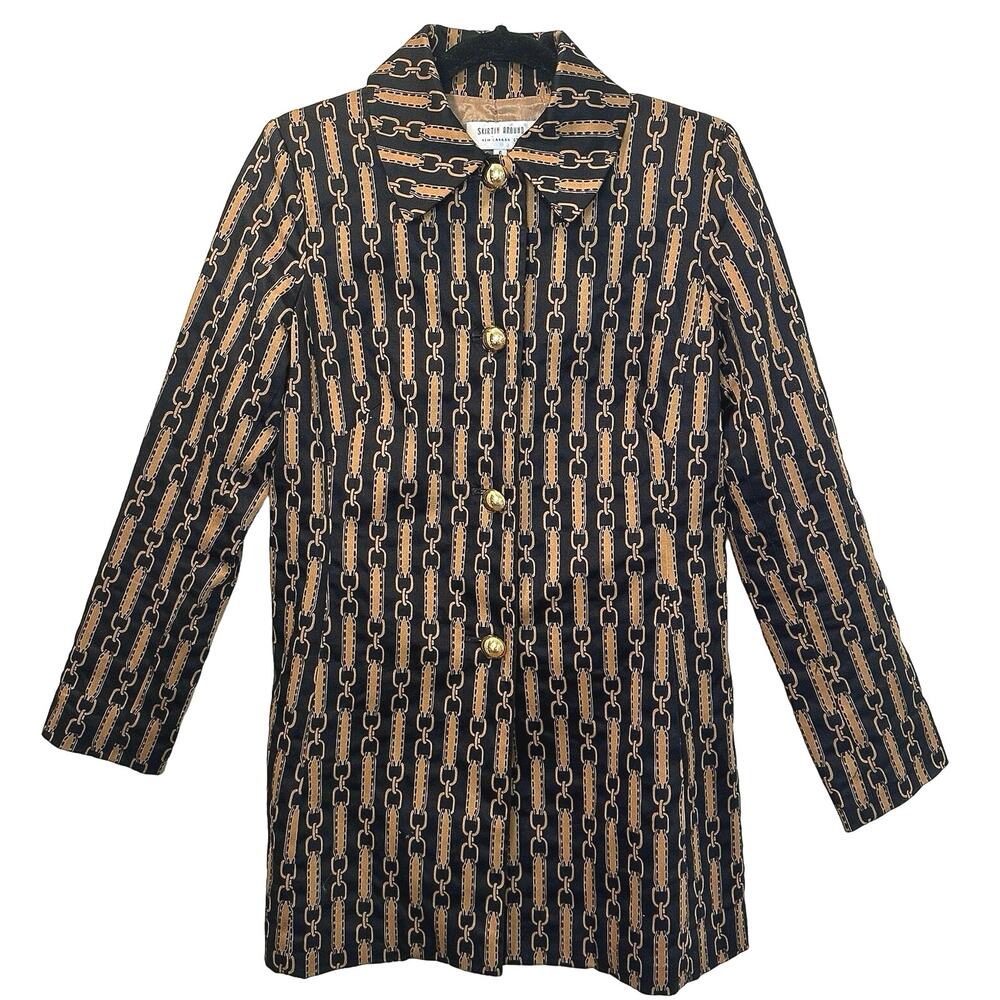 SKIRTIN AROUND Black & Gold Button Front Jacket Womens Size 6